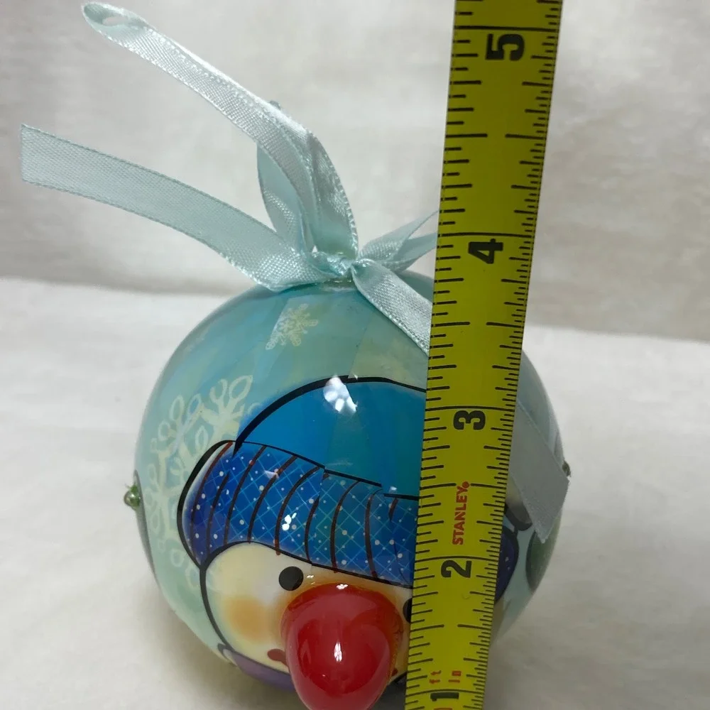 Twinkling Treasures Blinking Christmas Ornament Snowman Red Nose‎ Blue Hat Works